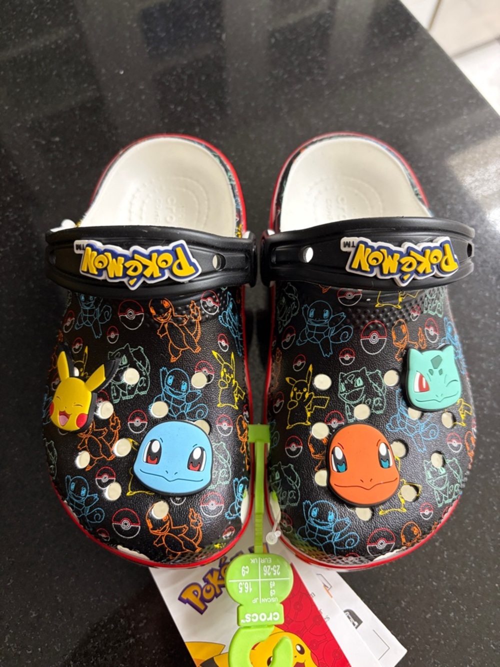 CROCS Kids' Black Pokémon Clog Sandals with Multicolor Character Accents